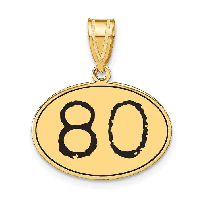 Necklaces Goldia 14k Yellow Gold Polished Number 80 Black Enamel Oval Pendant Necklaces Goldia 14k Yellow Gold Polished Number 80 Black Enamel Oval Pendant