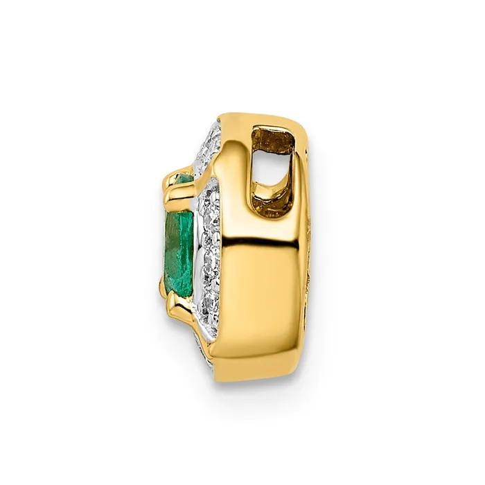 Necklaces Goldia 14K Yellow Gold Real Diamond 5 Emerald Fancy Circle Chain Slide