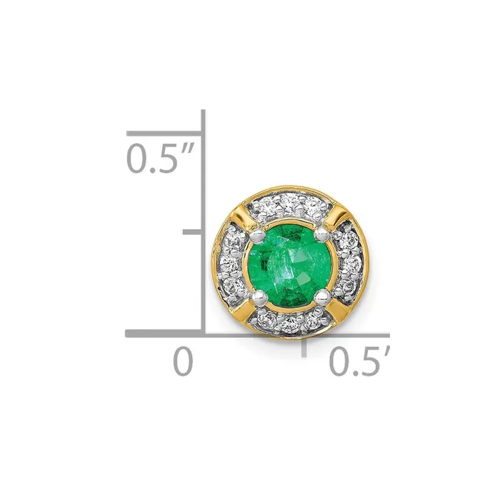 Necklaces Goldia 14K Yellow Gold Real Diamond 5 Emerald Fancy Circle Chain Slide