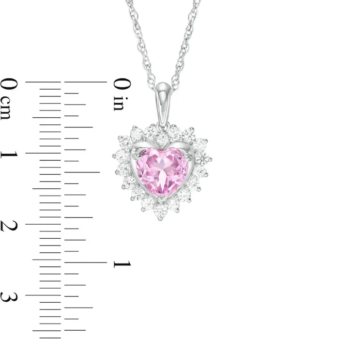 Necklaces Goldia 70mm HeartShaped LabCreated Pink and White Sapphire Shadow Frame Pendant in Sterling Silver Necklaces Goldia 70mm HeartShaped LabCreated Pink and White Sapphire Shadow Frame Pendant in Sterling Silver