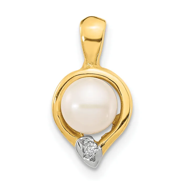 Necklaces Goldiacom 14K 5 6mm White Button Freshwater Cultured Pearl 01 Diamond Pendant Necklaces Goldiacom 14K 5 6mm White Button Freshwater Cultured Pearl 01 Diamond Pendant
