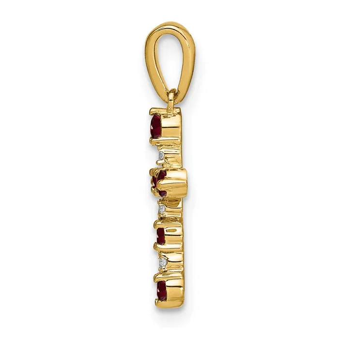 Necklaces Goldiacom 14k Garnet and Diamond Cross Pendant
