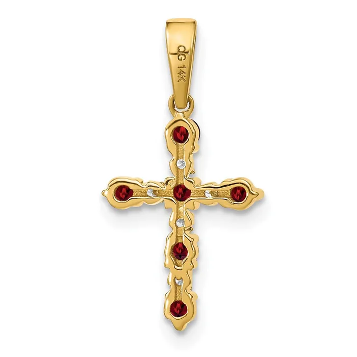 Necklaces Goldiacom 14k Garnet and Diamond Cross Pendant