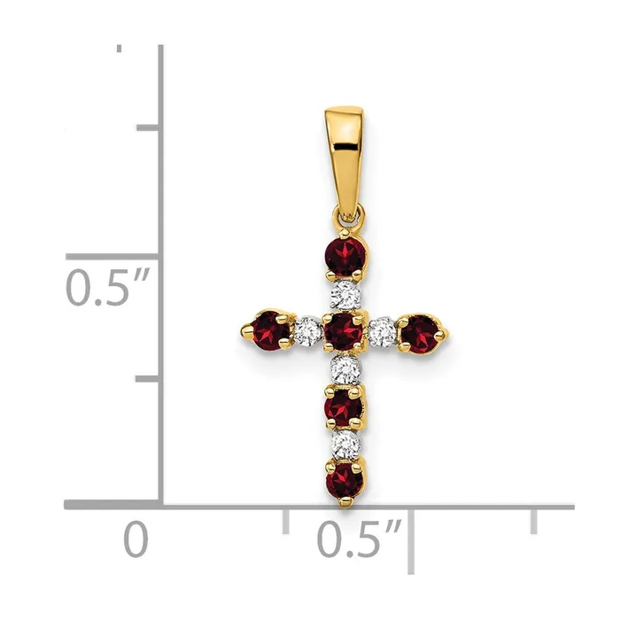 Necklaces Goldiacom 14k Garnet and Diamond Cross Pendant