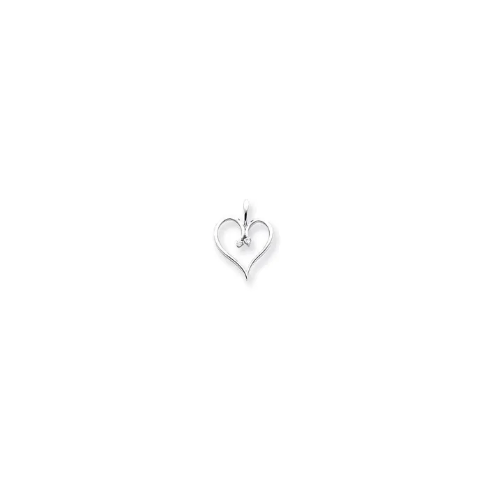 Necklaces Goldiacom 14k White Gold AA Diamond Heart Pendant