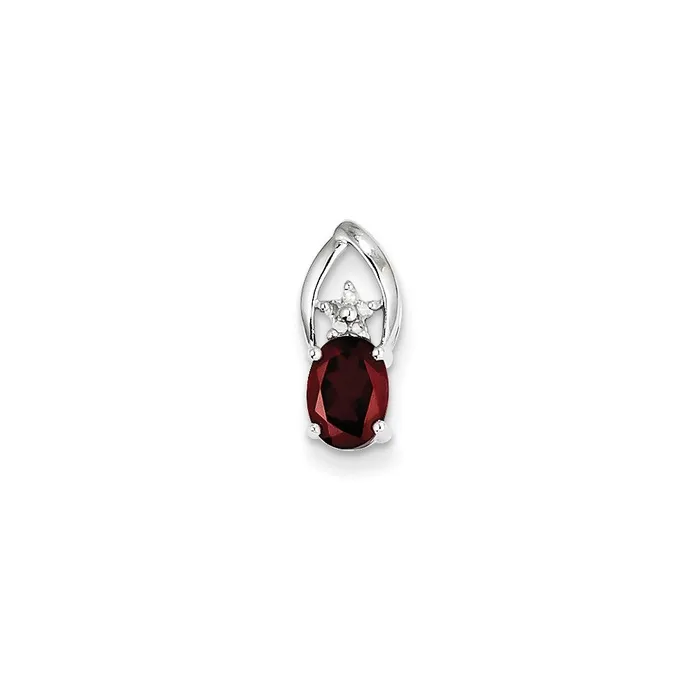 Necklaces Goldiacom 14k White Gold Diamond and Garnet Oval Pendant