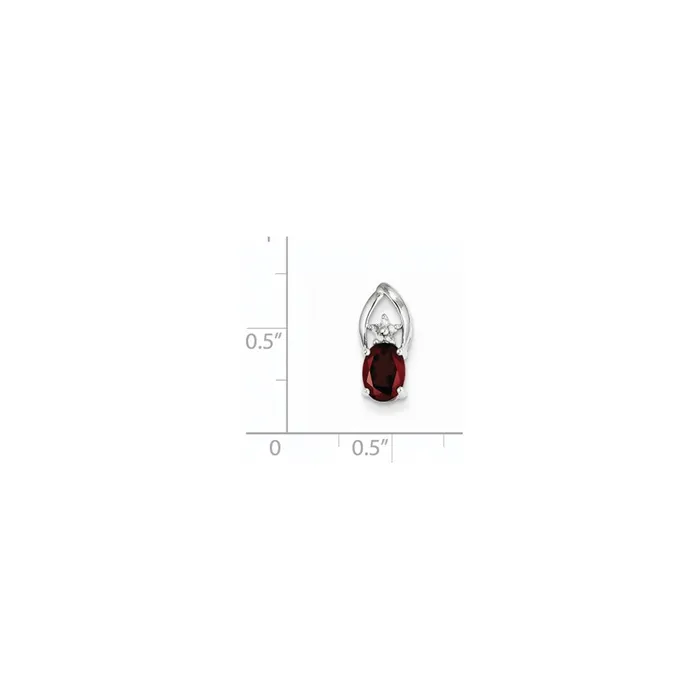 Necklaces Goldiacom 14k White Gold Diamond and Garnet Oval Pendant