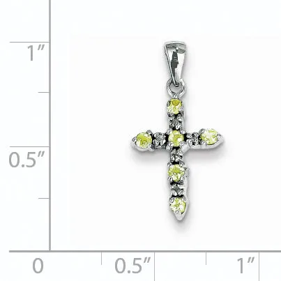 Necklaces Goldiacom 14k White Gold Peridot and Diamond Cross Pendant