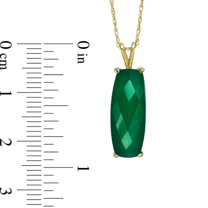 Necklaces Goldia Elongated CushionCut Green Chalcedony Pendant in 10K Yellow Gold Necklaces Goldia Elongated CushionCut Green Chalcedony Pendant in 10K Yellow Gold