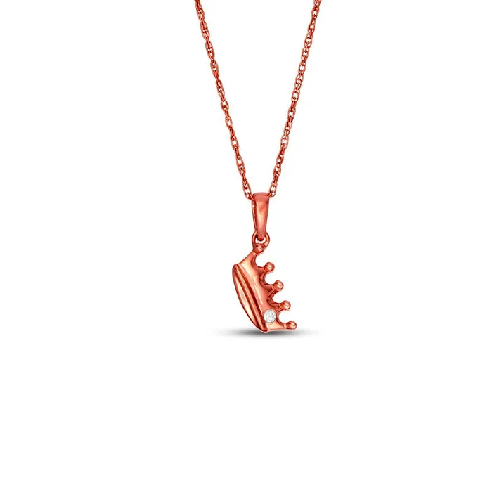 Necklaces Goldia Natural Clarity Enhanced Accent Solitaire Tilted Crown Pendant in 10K Rose Gold Necklaces Goldia Natural Clarity Enhanced Accent Solitaire Tilted Crown Pendant in 10K Rose Gold