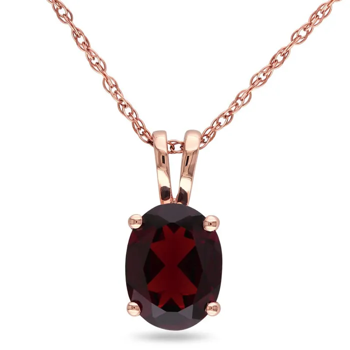 Necklaces Goldia Oval Garnet Pendant in 10K Rose Gold 17