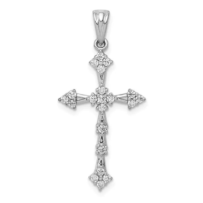 Necklaces Goldia Solid 14k White Gold 14ct Simulated CZ Cross Pendant