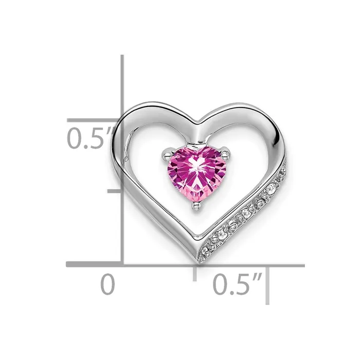Necklaces Goldia Solid 14k White Gold Created PinK Simulated Sapphire and CZ Heart Pendant Necklaces Goldia Solid 14k White Gold Created PinK Simulated Sapphire and CZ Heart Pendant