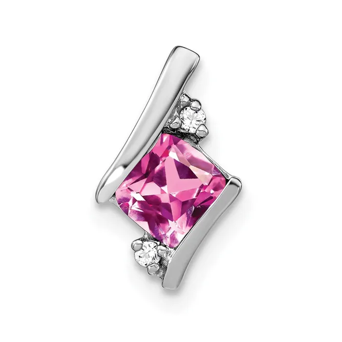 Necklaces Goldia Sterling Silver Antique Cushion Cr Pink Sapphire and Real Diamond Pendant Necklaces Goldia Sterling Silver Antique Cushion Cr Pink Sapphire and Real Diamond Pendant