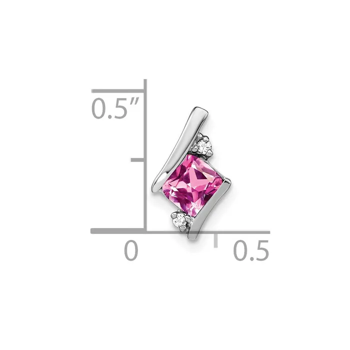 Necklaces Goldia Sterling Silver Antique Cushion Cr Pink Sapphire and Real Diamond Pendant
