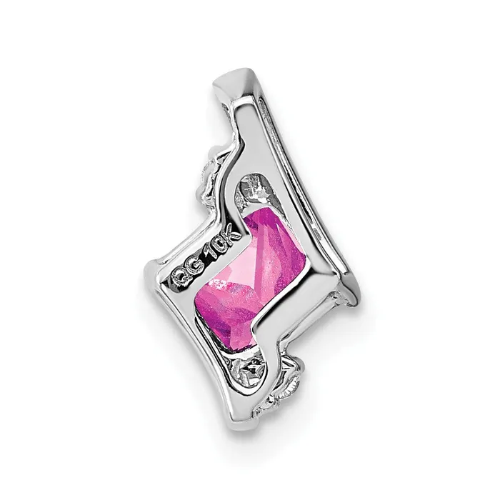 Necklaces Goldia Sterling Silver Antique Cushion Cr Pink Sapphire and Real Diamond Pendant
