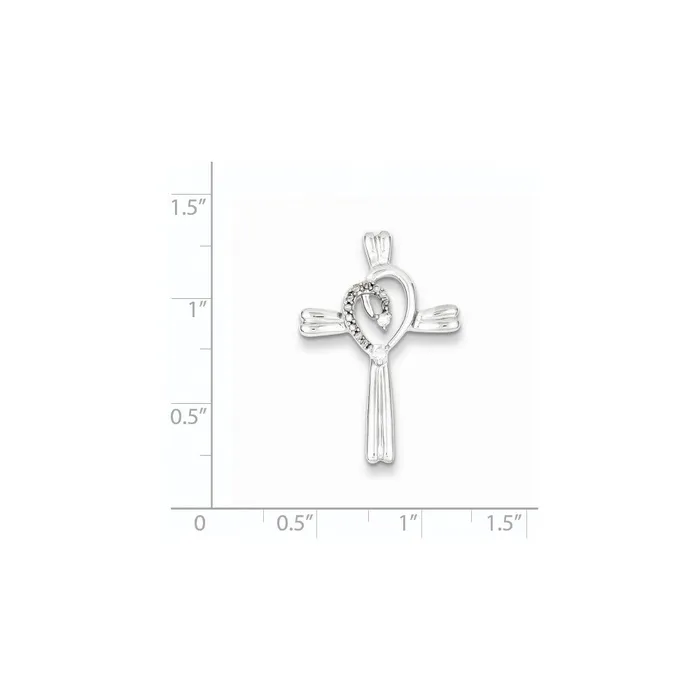 Necklaces Goldia Sterling Silver Diamond Heart Cross Pendant