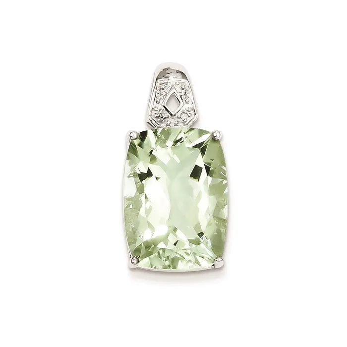 Necklaces Goldia Sterling Silver Green Quartz and Diamond Pendant