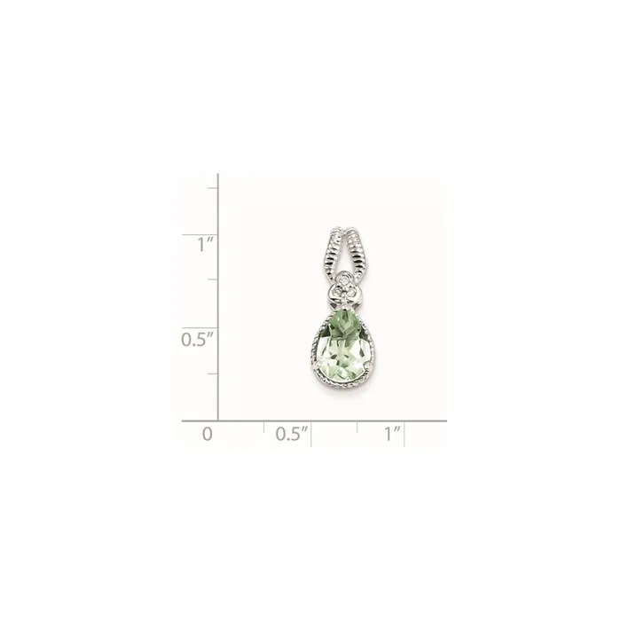 Necklaces Goldia Sterling Silver Green Quartz and Diamond Pendant