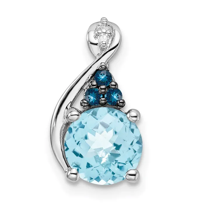 Necklaces Goldia Sterling Silver Rhodiumplate Dia Swiss u0026 London Blue Topaz Pendant Necklaces Goldia Sterling Silver Rhodiumplate Dia Swiss u0026 London Blue Topaz Pendant