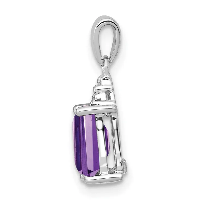 Necklaces Goldia Sterling Silver Rhodiumplated Amethyst and Diamond Pendant