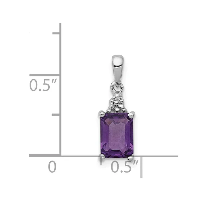 Necklaces Goldia Sterling Silver Rhodiumplated Amethyst and Diamond Pendant