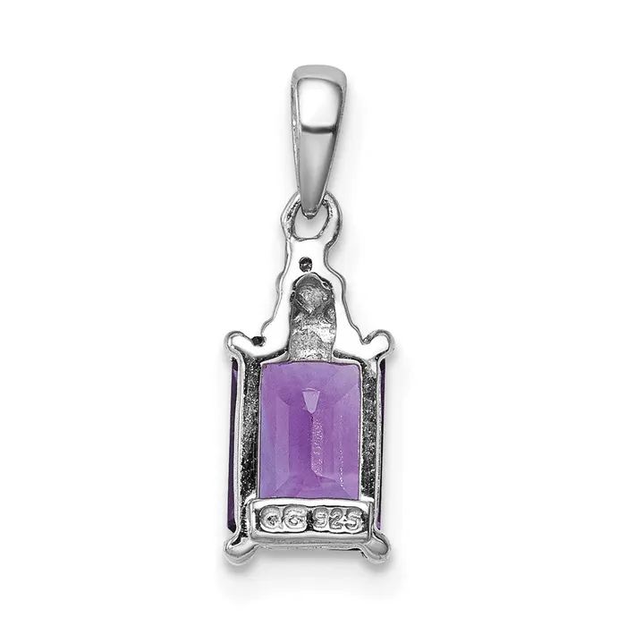 Necklaces Goldia Sterling Silver Rhodiumplated Amethyst and Diamond Pendant