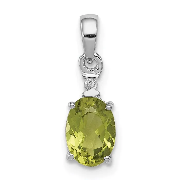 Necklaces Goldia Sterling Silver Rhodium Plated Diamond and Peridot Oval Pendant Necklaces Goldia Sterling Silver Rhodium Plated Diamond and Peridot Oval Pendant