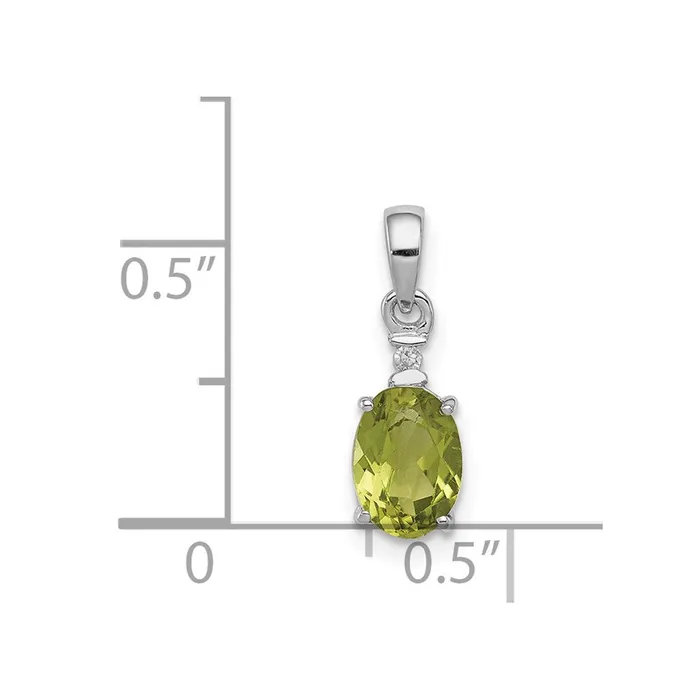Necklaces Goldia Sterling Silver Rhodium Plated Diamond and Peridot Oval Pendant