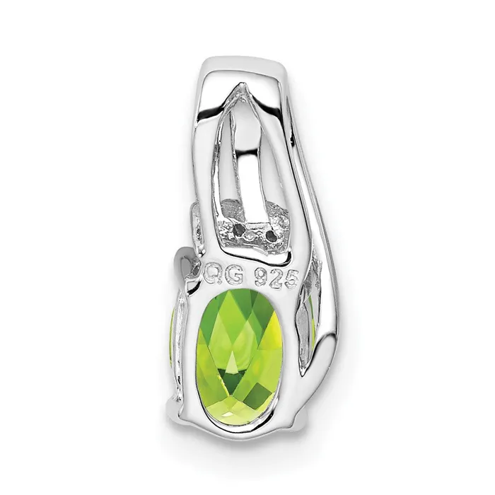 Necklaces Goldia Sterling Silver Rhodium Plated Diamond and Peridot Oval Pendant