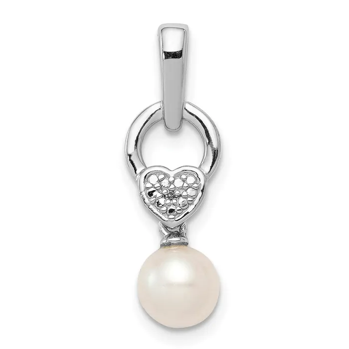 Necklaces Goldia Sterling Silver Rhodiumplated FW Cultured Pearl Diamond Pendant Necklaces Goldia Sterling Silver Rhodiumplated FW Cultured Pearl Diamond Pendant
