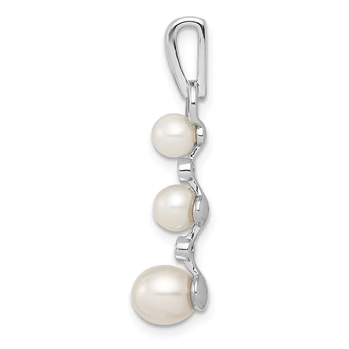 Necklaces Goldia Sterling Silver Rhodiumplated FW Cultured Pearl Diamond Pendant