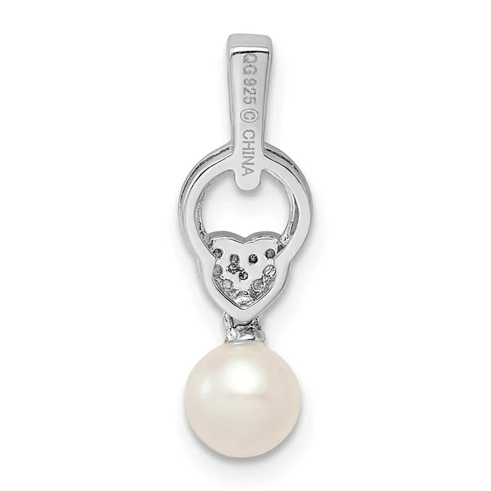Necklaces Goldia Sterling Silver Rhodiumplated FW Cultured Pearl Diamond Pendant