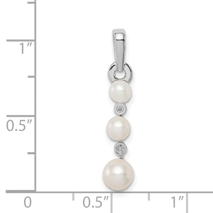 Necklaces Goldia Sterling Silver Rhodiumplated FW Cultured Pearl Diamond Pendant