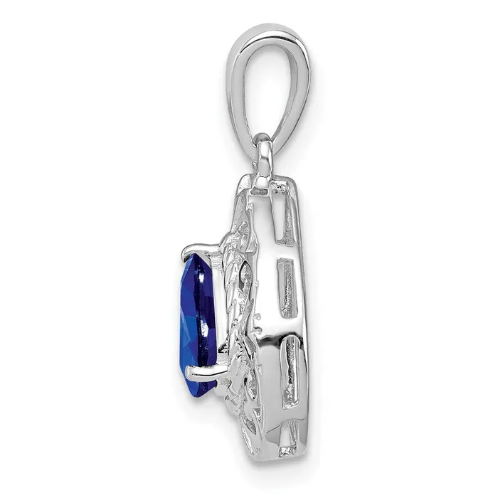 Necklaces Goldia Sterling Silver Rhodium Plated Sapphire Teardrop Pendant