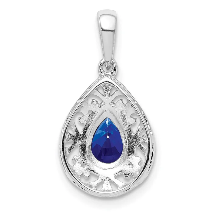 Necklaces Goldia Sterling Silver Rhodium Plated Sapphire Teardrop Pendant