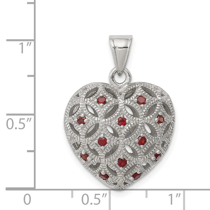 Necklaces Goldia Sterling Silver Rhodiumplated wGarnet Heart Pendant