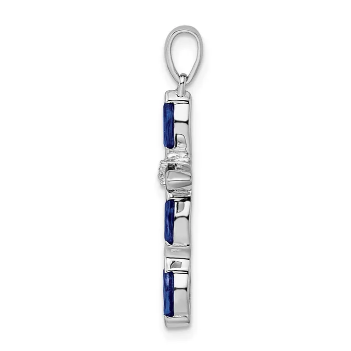 Necklaces Goldia Sterling Silver Rhodium Sapphire Diamond Pendant