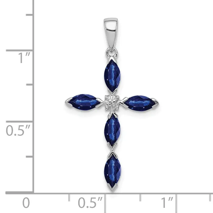 Necklaces Goldia Sterling Silver Rhodium Sapphire Diamond Pendant