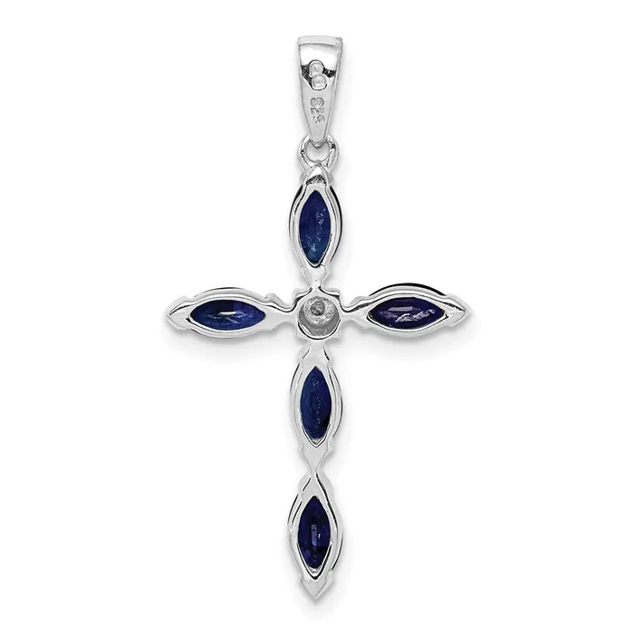 Necklaces Goldia Sterling Silver Rhodium Sapphire Diamond Pendant