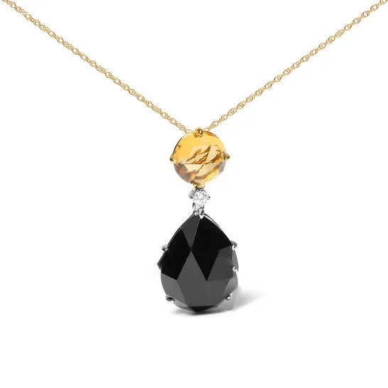 Necklaces JMS always Original 18K White and Yellow Gold Diamond Accent and Round Yellow Citrine and Pear Cut Black Onyx Dangle Drop 18 Necklace Necklaces JMS always Original 18K White and Yellow Gold Diamond Accent and Round Yellow Citrine and Pear Cut Black Onyx Dangle Drop 18 Necklace