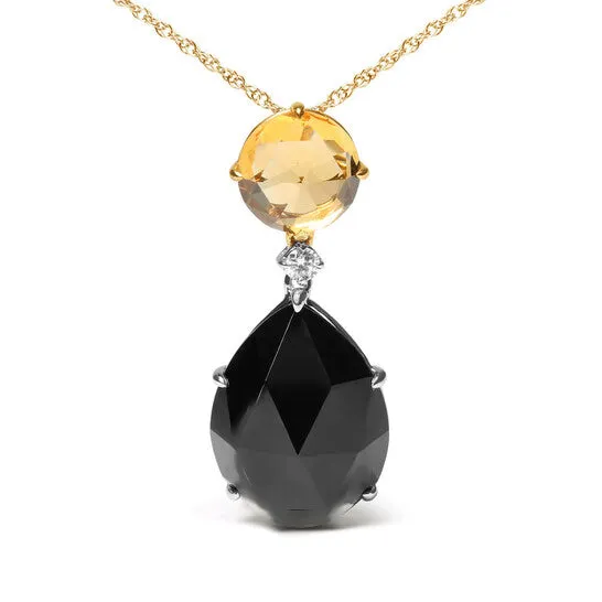 Necklaces JMS always Original 18K White and Yellow Gold Diamond Accent and Round Yellow Citrine and Pear Cut Black Onyx Dangle Drop 18 Necklace Necklaces JMS always Original 18K White and Yellow Gold Diamond Accent and Round Yellow Citrine and Pear Cut Black Onyx Dangle Drop 18 Necklace
