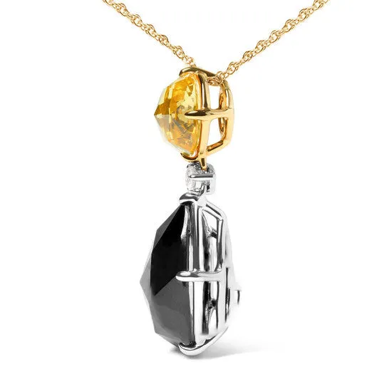 Necklaces JMS always Original 18K White and Yellow Gold Diamond Accent and Round Yellow Citrine and Pear Cut Black Onyx Dangle Drop 18 Necklace Necklaces JMS always Original 18K White and Yellow Gold Diamond Accent and Round Yellow Citrine and Pear Cut Black Onyx Dangle Drop 18 Necklace