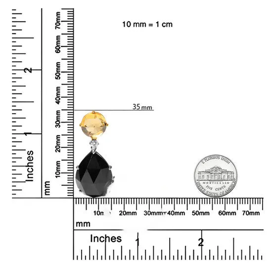 Necklaces JMS always Original 18K White and Yellow Gold Diamond Accent and Round Yellow Citrine and Pear Cut Black Onyx Dangle Drop 18 Necklace Necklaces JMS always Original 18K White and Yellow Gold Diamond Accent and Round Yellow Citrine and Pear Cut Black Onyx Dangle Drop 18 Necklace