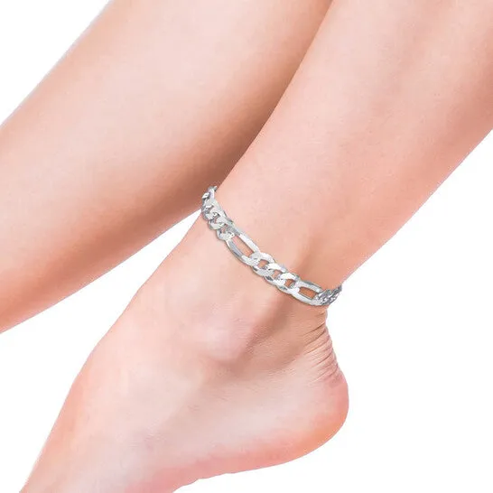 Necklaces JMS always Original Amour 89mm Flat Figaro Chain Anklet in Sterling Silver 9 in Necklaces JMS always Original Amour 89mm Flat Figaro Chain Anklet in Sterling Silver 9 in