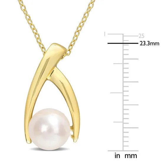 Necklaces JMS always Original AMOUR 995mm Freshwater Cultured Pearl Crisscross Pendant with Chain In Yellow Plated Sterling Silver Necklaces JMS always Original AMOUR 995mm Freshwater Cultured Pearl Crisscross Pendant with Chain In Yellow Plated Sterling Silver