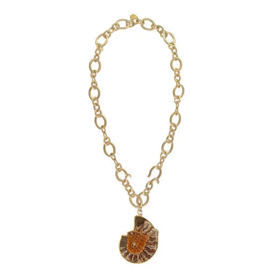 Necklaces JMS always Original Devon Leigh Ammonite and 24k Gold Foil and 24k Gold Plated Pendant Necklace N4801 Necklaces JMS always Original Devon Leigh Ammonite and 24k Gold Foil and 24k Gold Plated Pendant Necklace N4801