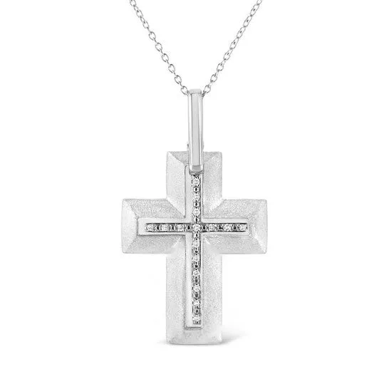 Necklaces JMS always Original Haus of Brilliance 925 Sterling Silver ProngSet Diamond Accent Bold Cross 18 Pendant Necklace IJ Color I1I2 Clarity Necklaces JMS always Original Haus of Brilliance 925 Sterling Silver ProngSet Diamond Accent Bold Cross 18 Pendant Necklace IJ Color I1I2 Clarity