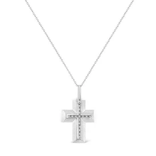 Necklaces JMS always Original Haus of Brilliance 925 Sterling Silver ProngSet Diamond Accent Bold Cross 18 Pendant Necklace IJ Color I1I2 Clarity Necklaces JMS always Original Haus of Brilliance 925 Sterling Silver ProngSet Diamond Accent Bold Cross 18 Pendant Necklace IJ Color I1I2 Clarity