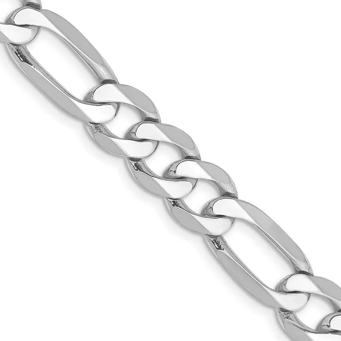 Necklaces MDS Solid 14K White Gold 24 inch 75mm Flat Figaro with Lobster Clasp Chain Necklace Necklaces MDS Solid 14K White Gold 24 inch 75mm Flat Figaro with Lobster Clasp Chain Necklace